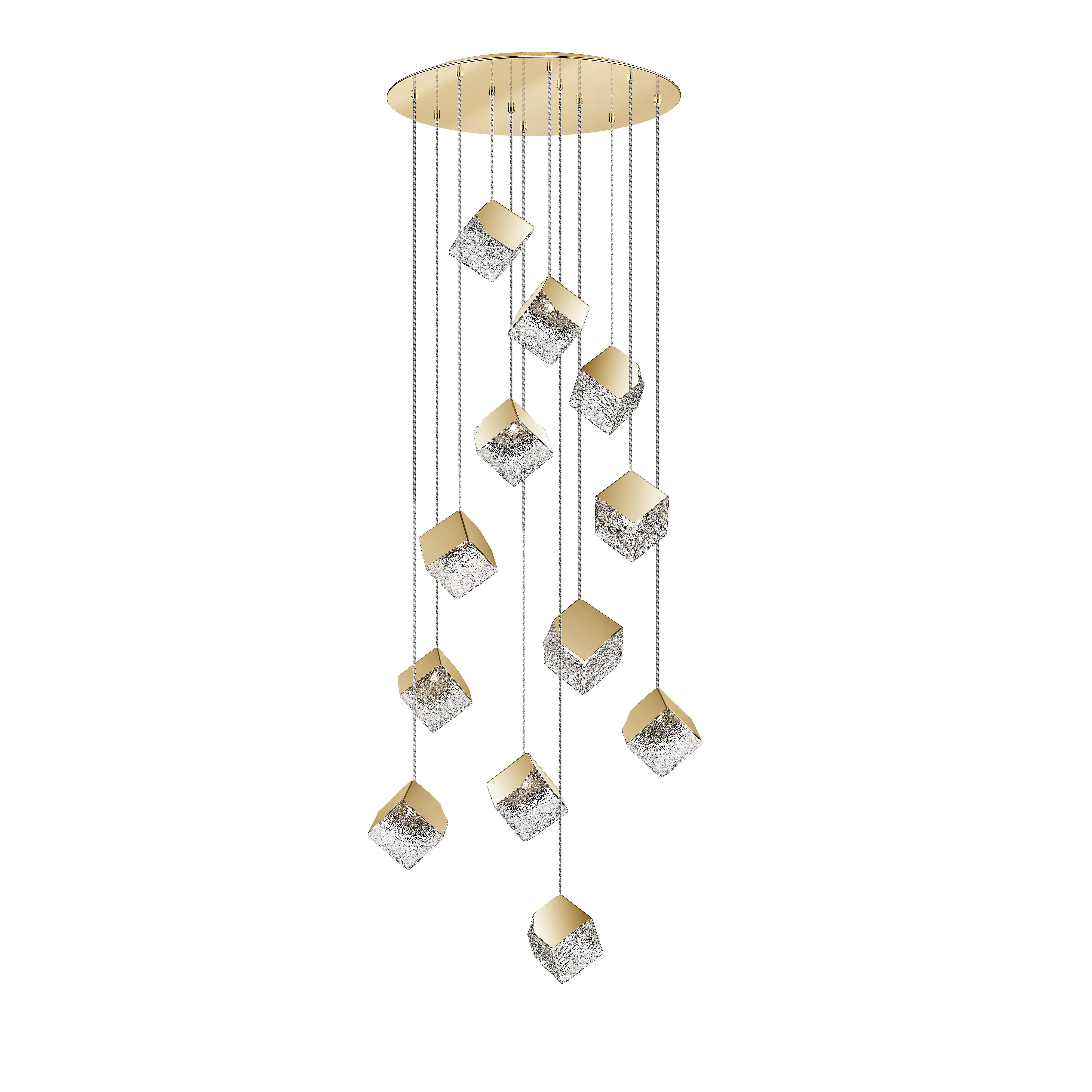 Priscila Cluster Pendant Ceiling Light 12 Light Golden, Textured G9