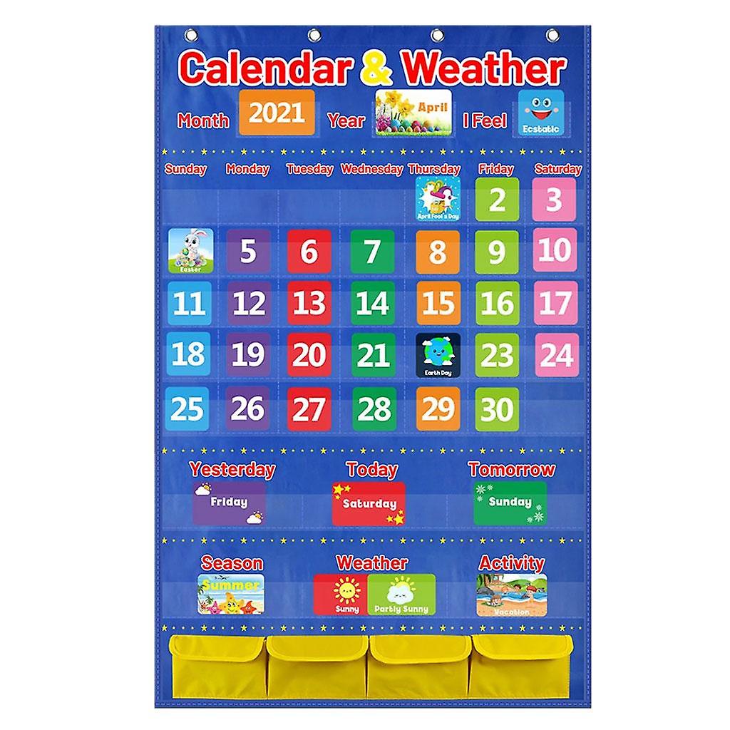 Calendar Weather Pocket Chart Classroom Organized Chart Kid Early Learning