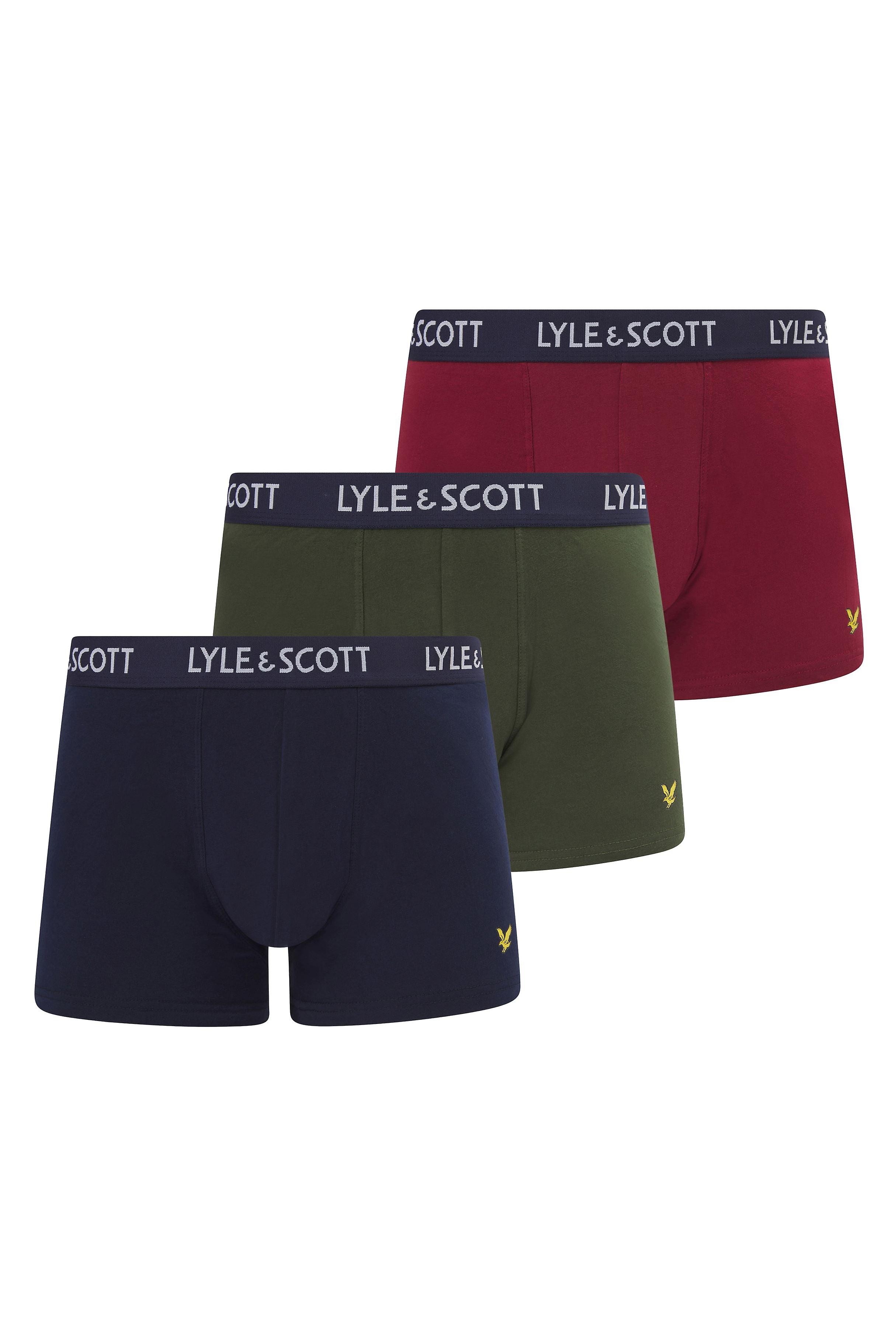Lyle & Scott 3-pak Barclay Mænds Trunks - Ruby Wine/peacoat/climbing Ivy