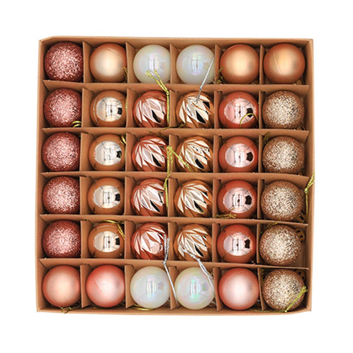36Pcs 3cm Christmas Tree Color Ball Bright Color Multi-styles Assorted Boxed Shatterproof Scene Layo