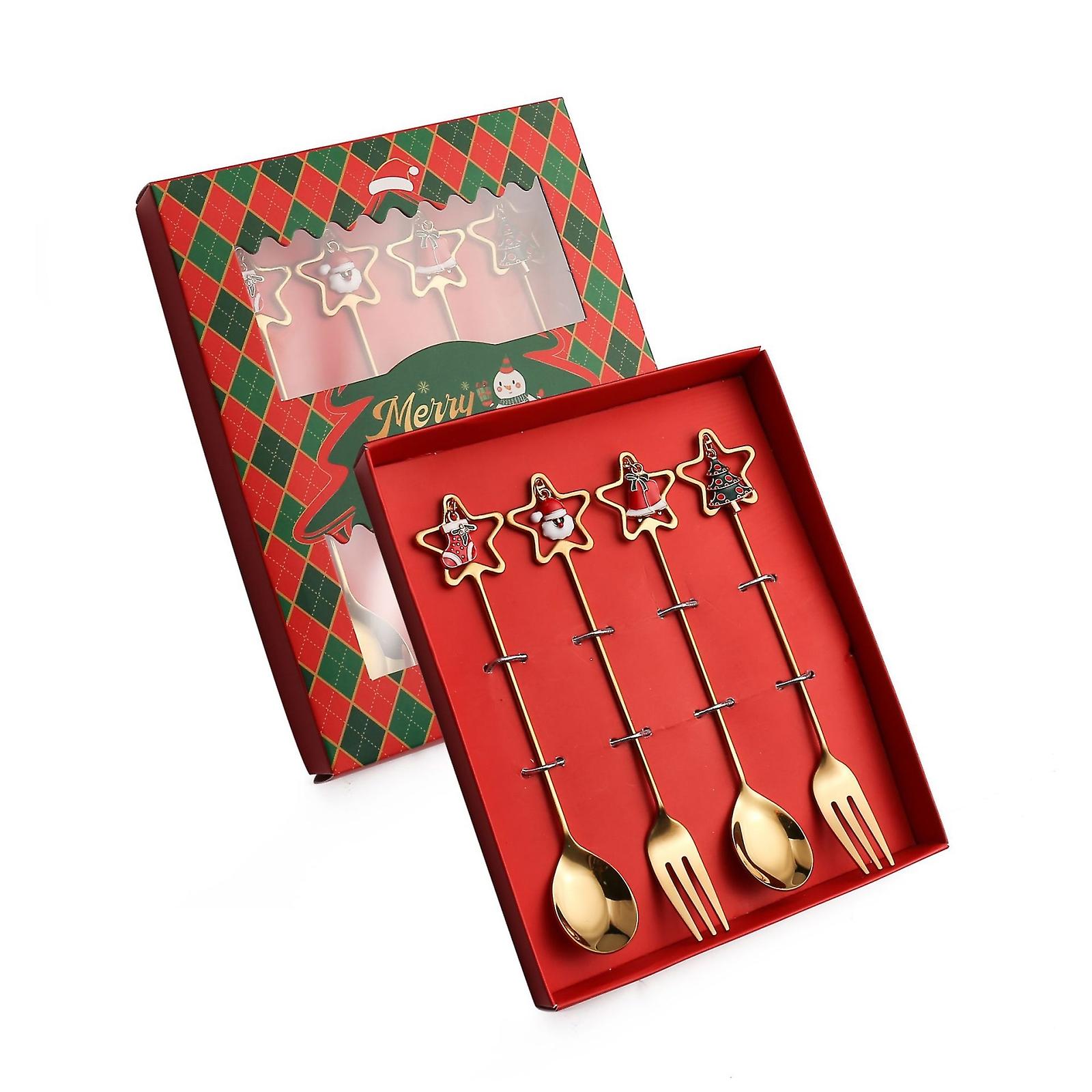 4pcs /Pack Christmas Cutlery Gift 304 Spoon Fork