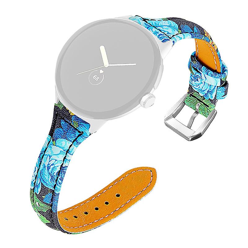 For Google Pixel Watch 2/Pixel Watch Genuine Watch Band Flower Wrist Strap with Silver Connector