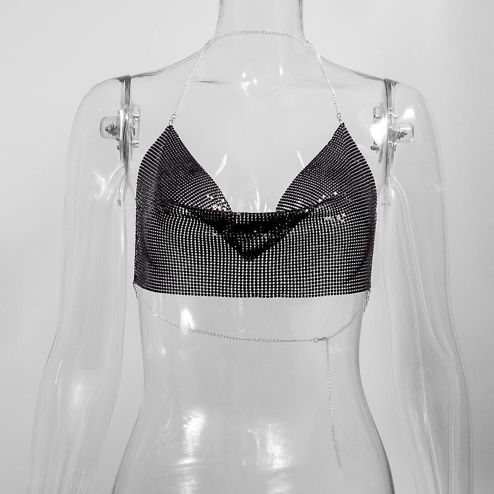 Sequined Personalized Metal Strap Top