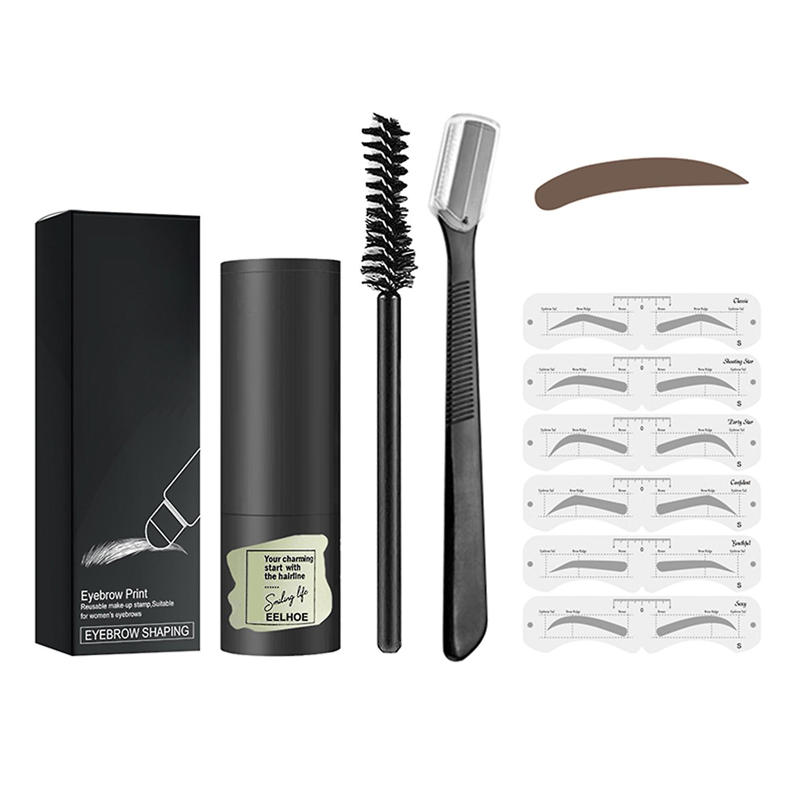 One Step Brow Stamp Shaping Kit Reusable Makeup eyebrow Powder Stencil Portable Waterproof Cosmetic
