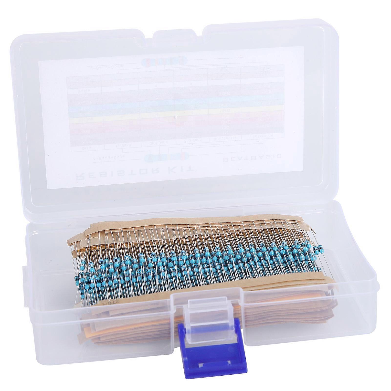 Risegun Metal Film Resistor Metal Film Resistor Kit, High Precision Insulation Waterproof Resistor Assortment, 600PCS Resistor, Current Element