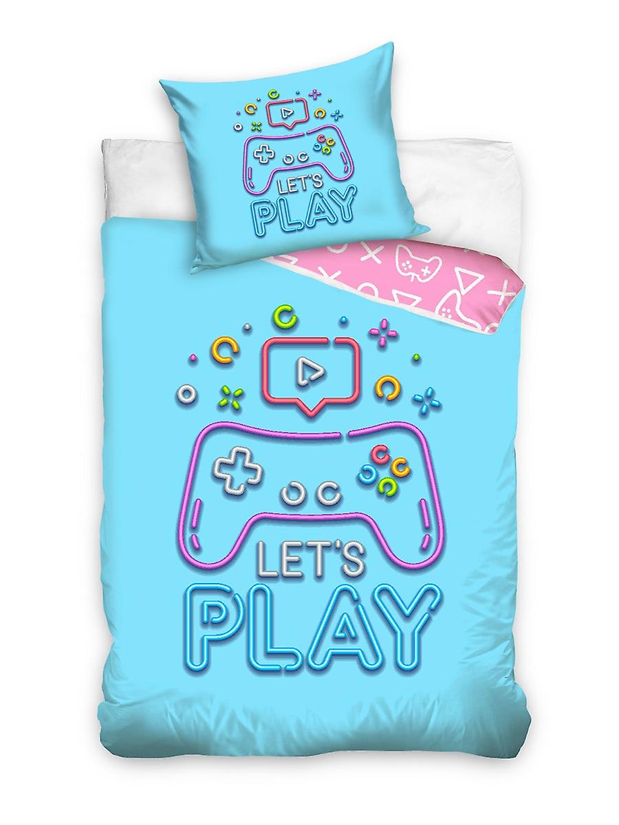 Let's Play Game 100% Cotton Single Duvet Cover and Pillowcase Set