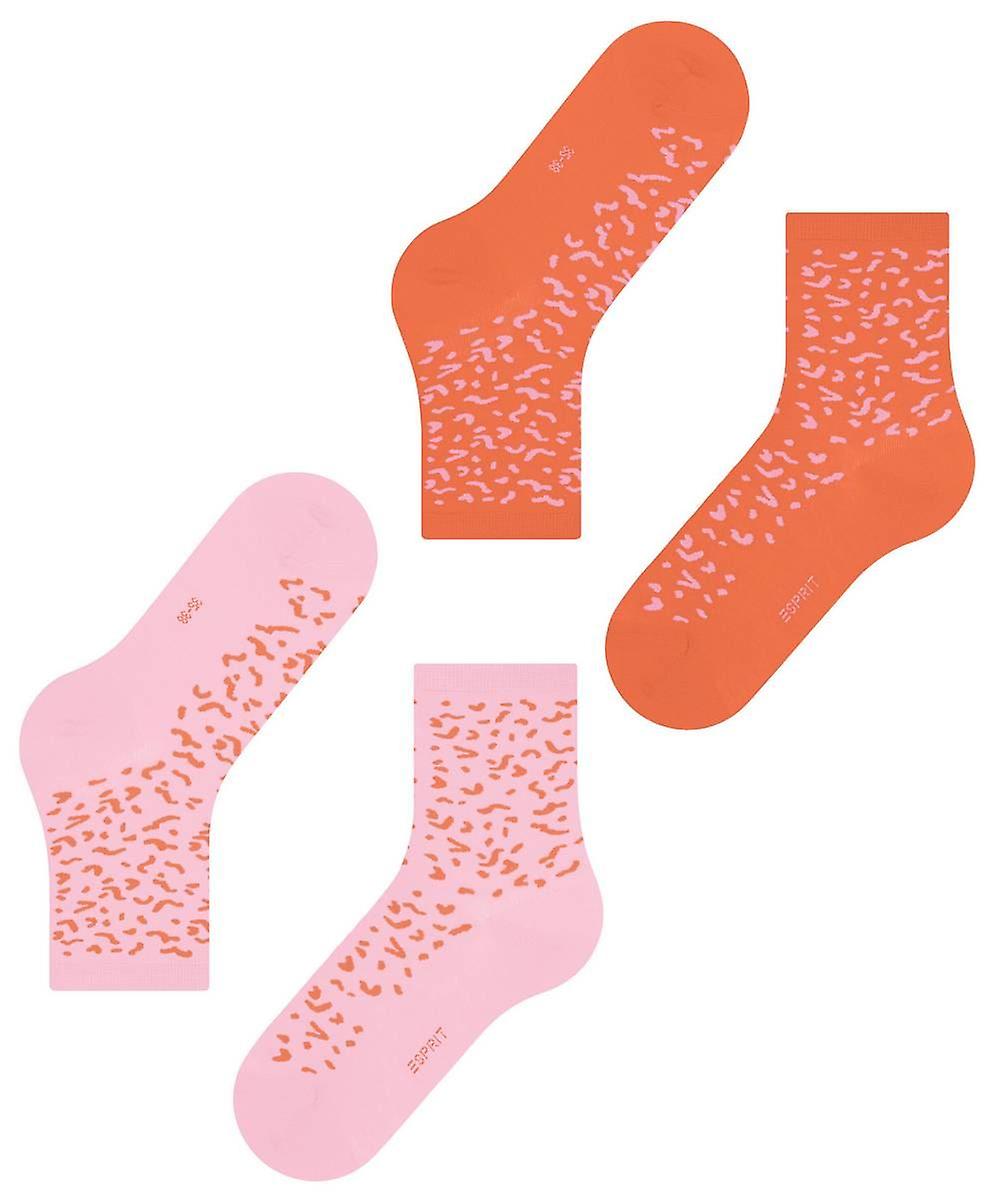 Esprit Fun Pattern 2 Pack Socks - Orange/Pink