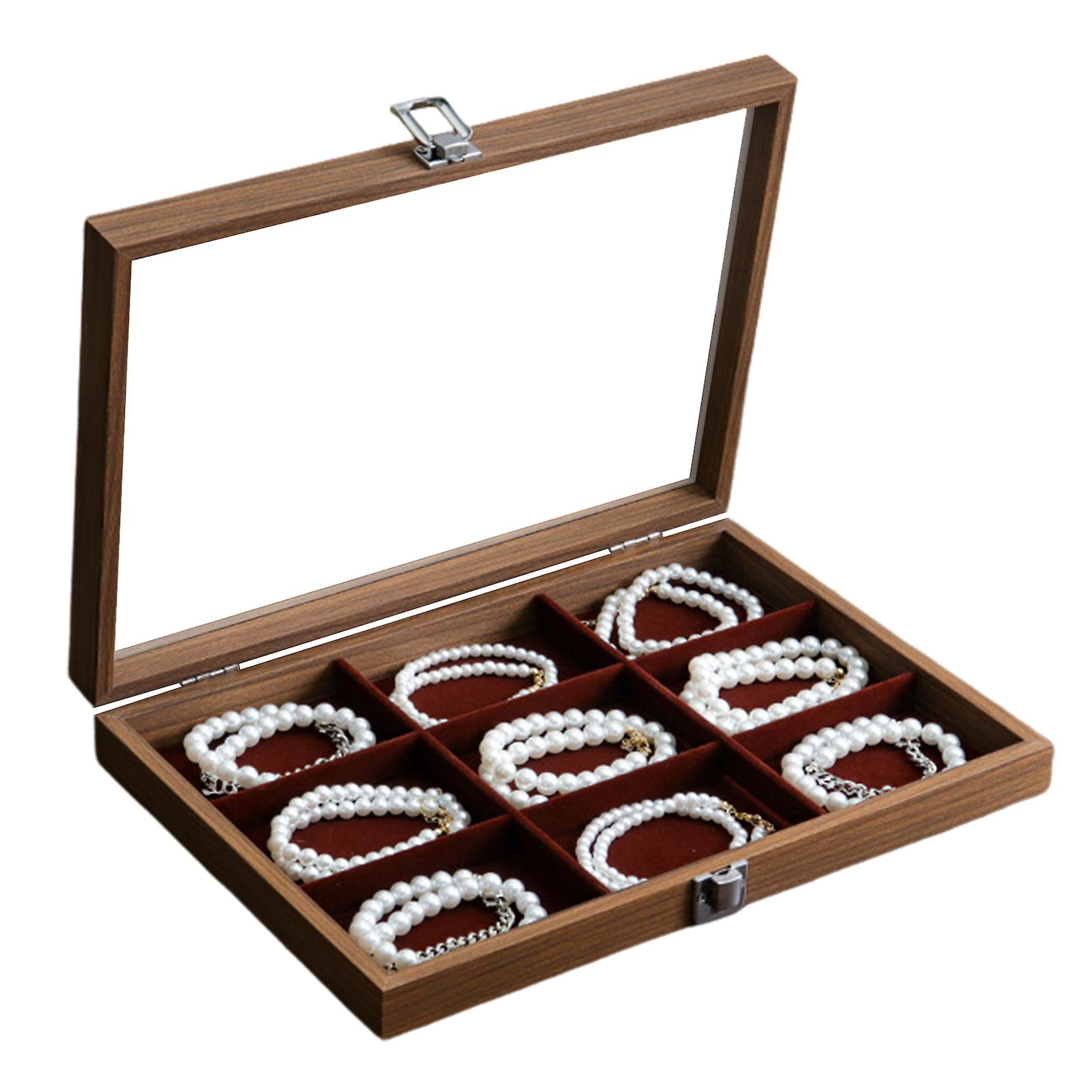 Jewelry Storage Box with Transparent Lid Large Capacity Multi-compartment Dustproof Bangle Container Jewelry Organizer Case