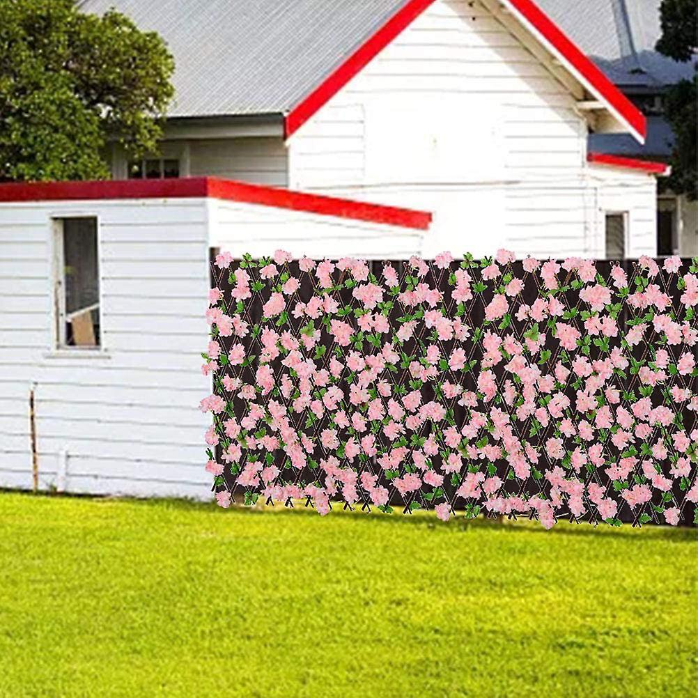 Wooden Retractable Garden Fence 40cm with Artificial Leaves, Expandable Trellis