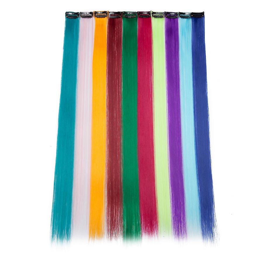 10pcs Colorful Straight Clip in Hair Extensions Hairpieces