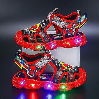 Boys Led Spiderman Sandals Kids Summer Outdoor Shoes Beach Shoes Kids Light-up Non-slip Shoes
