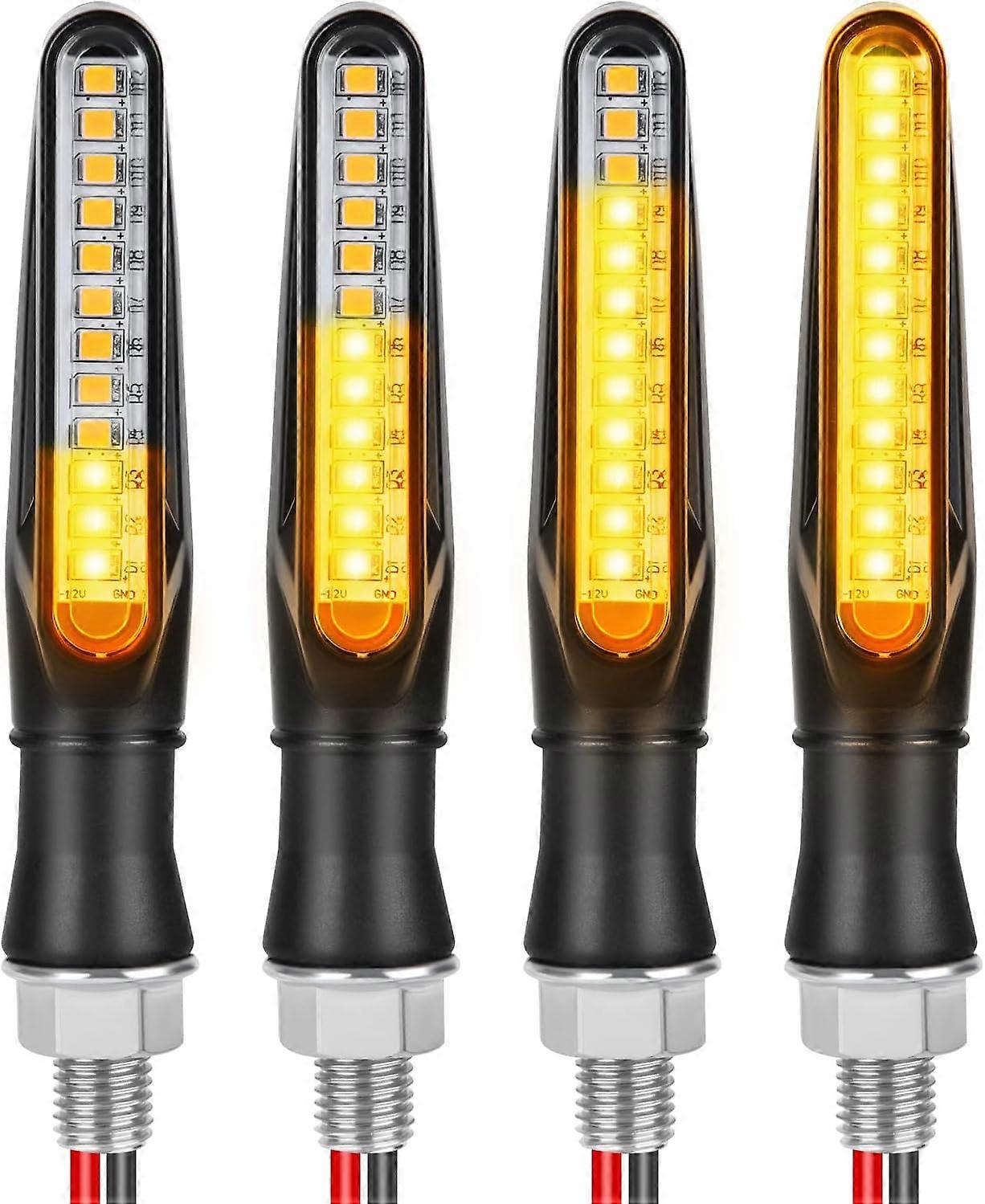 Clignotant LED pour moto, 4 clignotants universels tanches pour moto, clignotant fluide 12 V, feux de circulation diurnes, feux de freinage pour moto