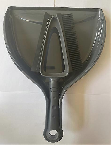 Bristles Brush & Squeegee with Dustpan Combo, Dustpan and Brush Set, Grey & Black, 1 Set