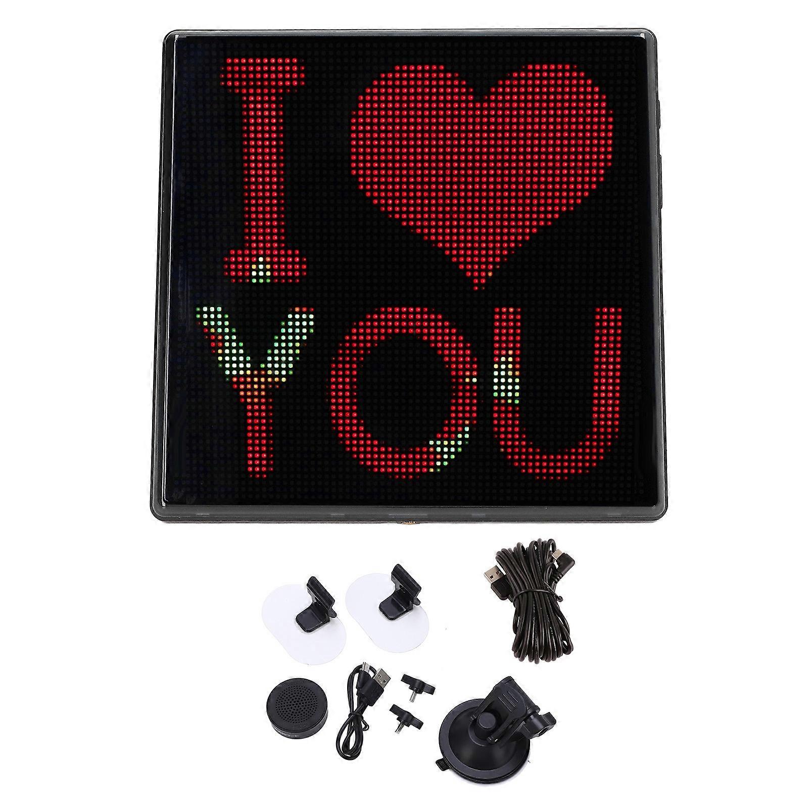 Car LED Display Emoticon Animated DIY Drawing Bluetooth Phone Vocie Control Universal LED Screen for Home Shop E2U511