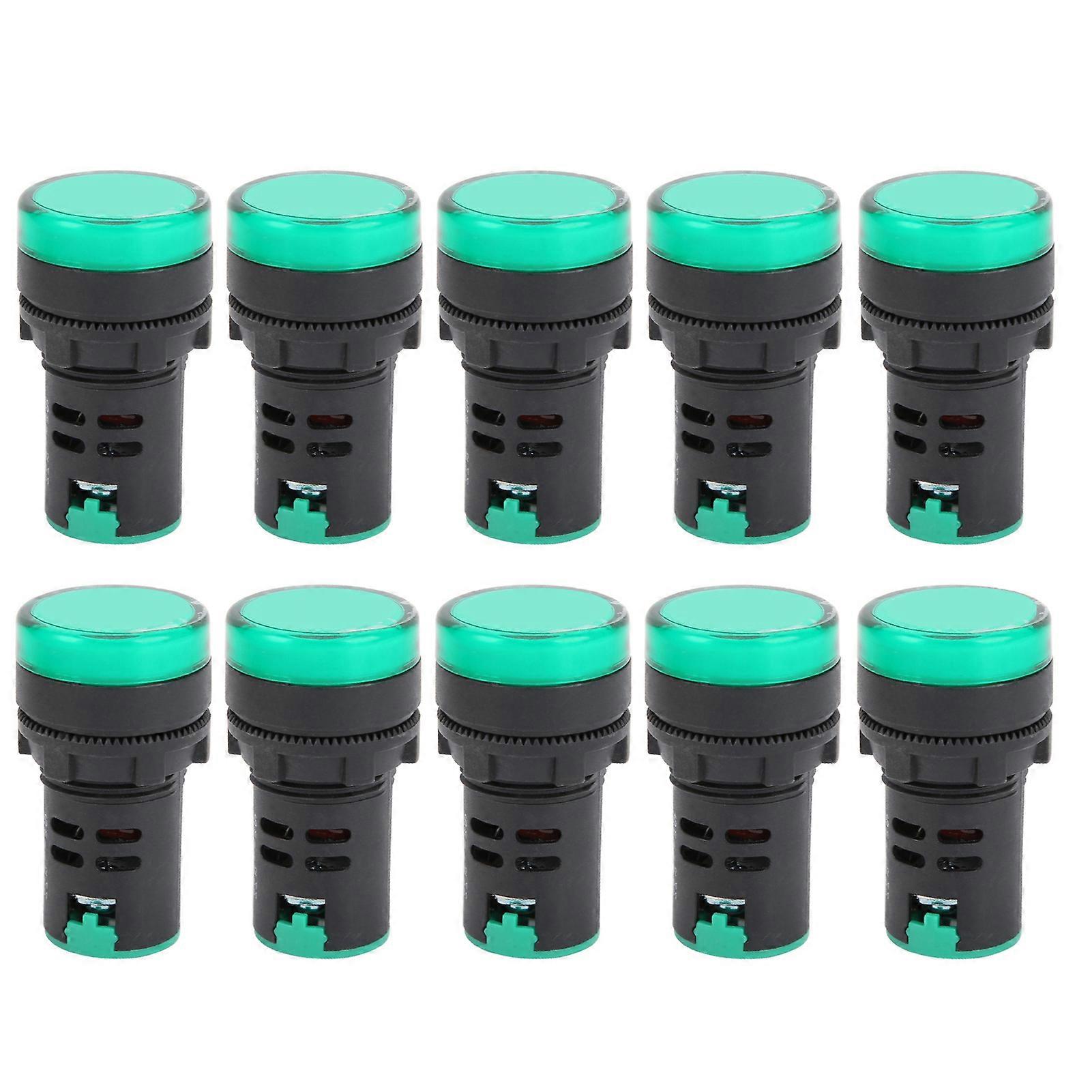 10pcs Ad1622ds Led Indicator Light High Brightness Green Led Signal Lamp For Signal Indication Ac/dc12v