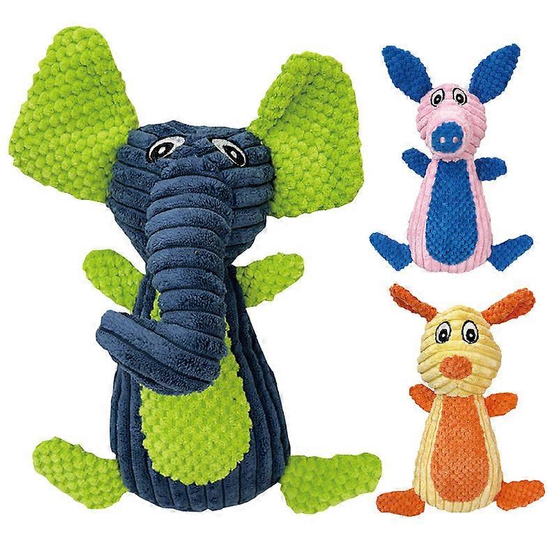 Squeaky Dog Toy For Aggressive Chewers - Plush Corduroy Dog Toys - Soft Extra Durable Stuffed