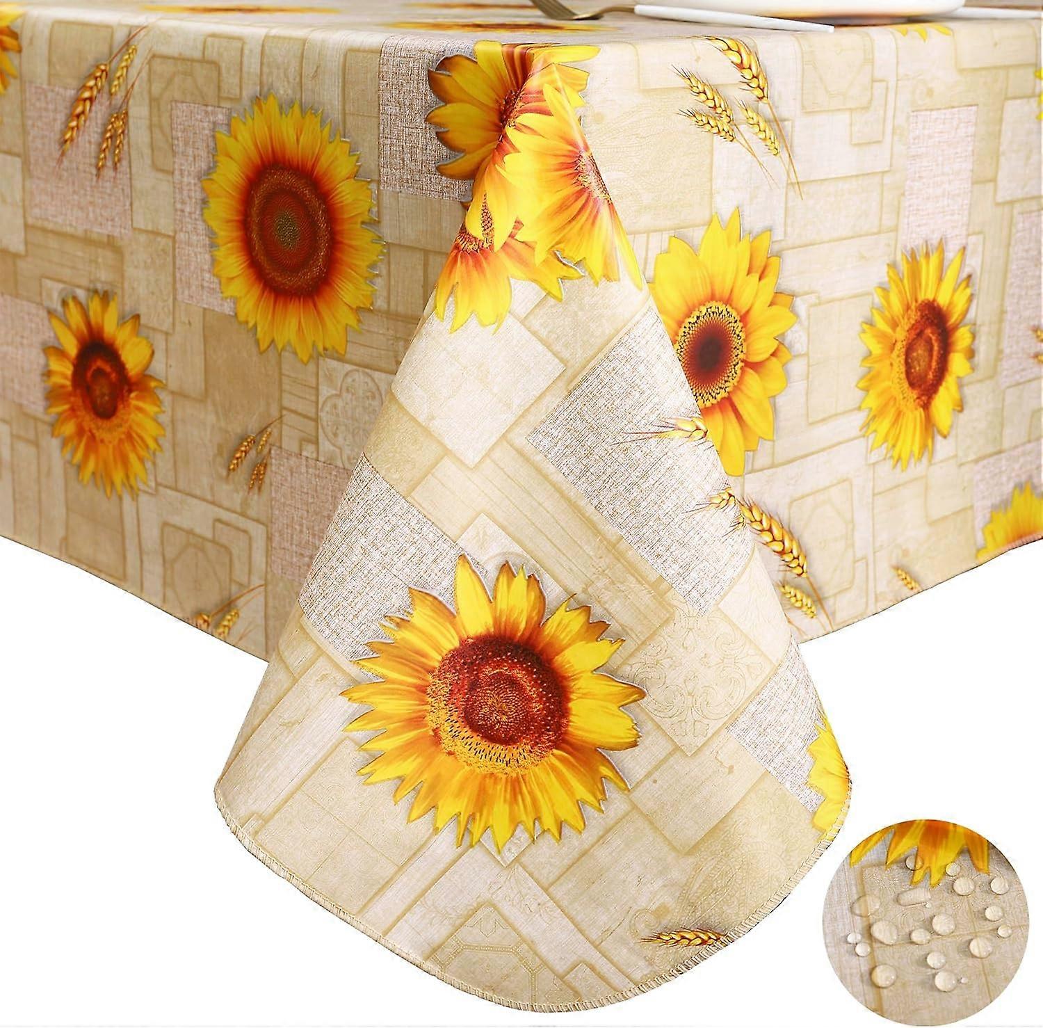 Rectangular Tablecloth, Vinyl Flannel Back Village Tablecloth, Heavy Duty Waterproof Stain-Resistant Wipeable Plastic Tablecloth, for Table Indoors an