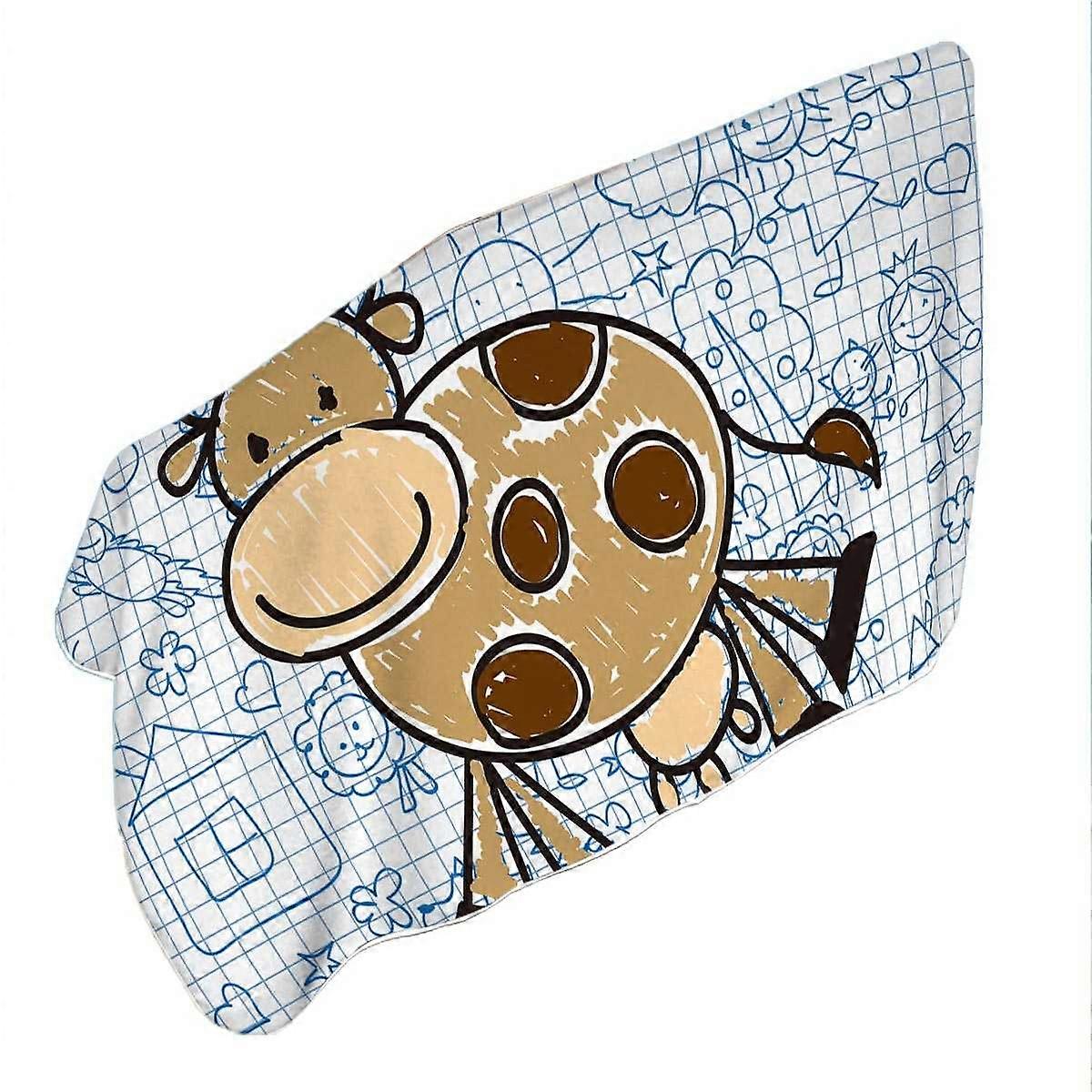 Adorable Kids Drawing of a Cow Microfiber Beach Towel