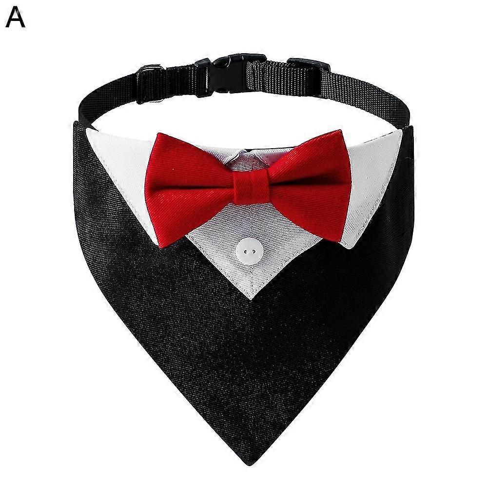 Bow Tie Dog Collar Tuxedo Bandana Adjustable Formal Puppy Triangle Neck Wear