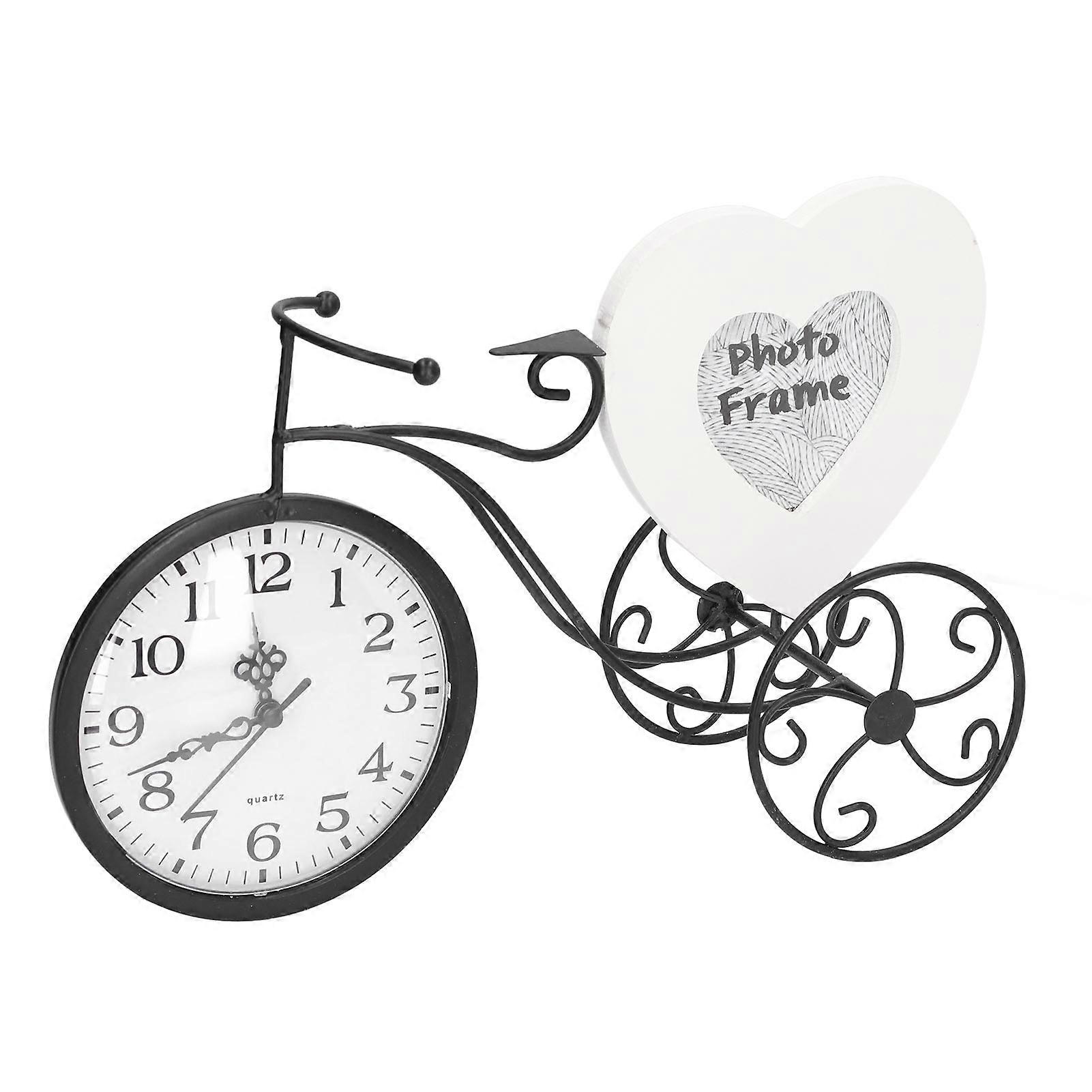 Vintage Bicycle Table Clock Photo Frame Creative Home Decor Desktop Decoration Retro Bicycle Clock with Picture Frame