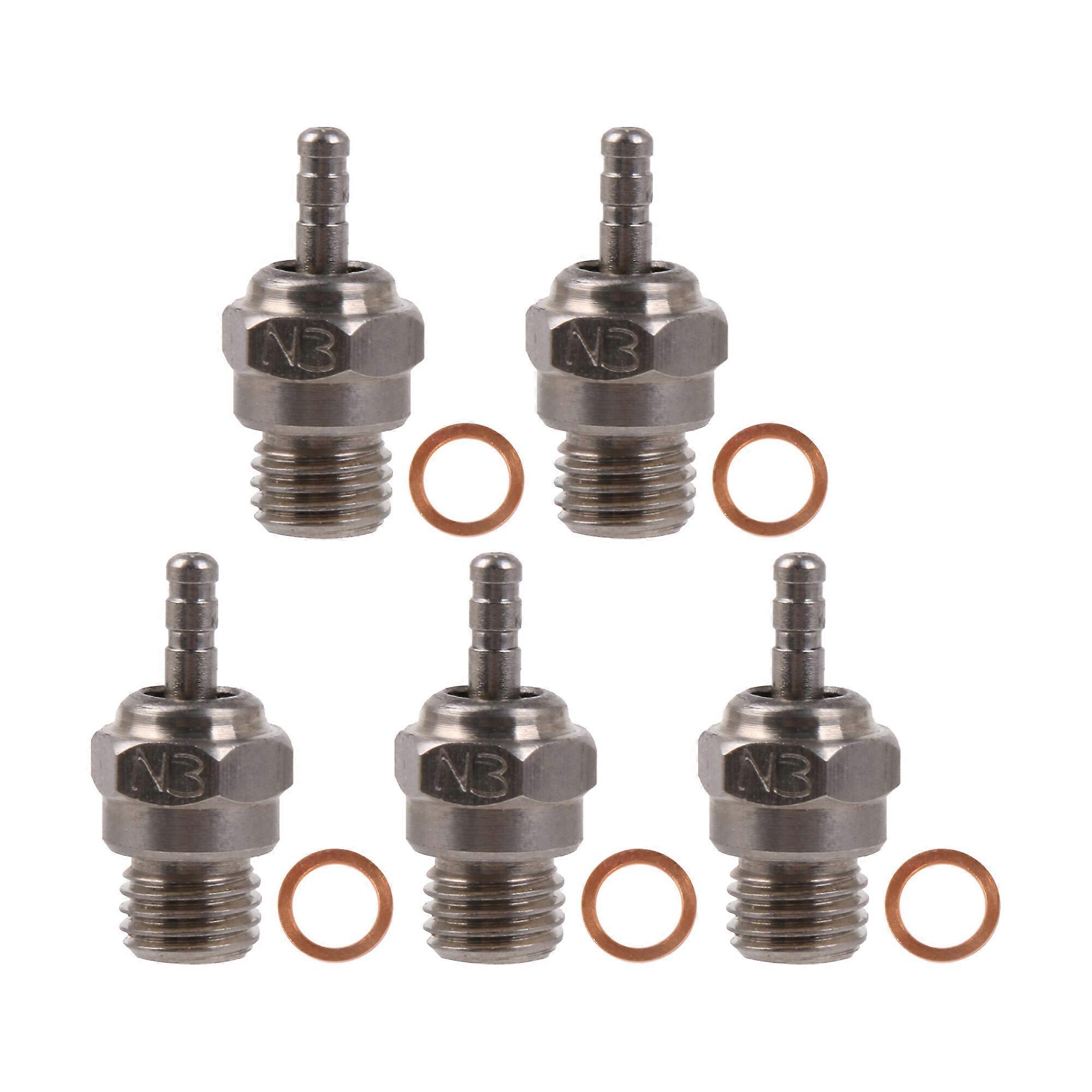 5 x RC1:8 1:10 Spark Glow Plug N3 15-28 Nitro Engine Cars w/ Gaskets