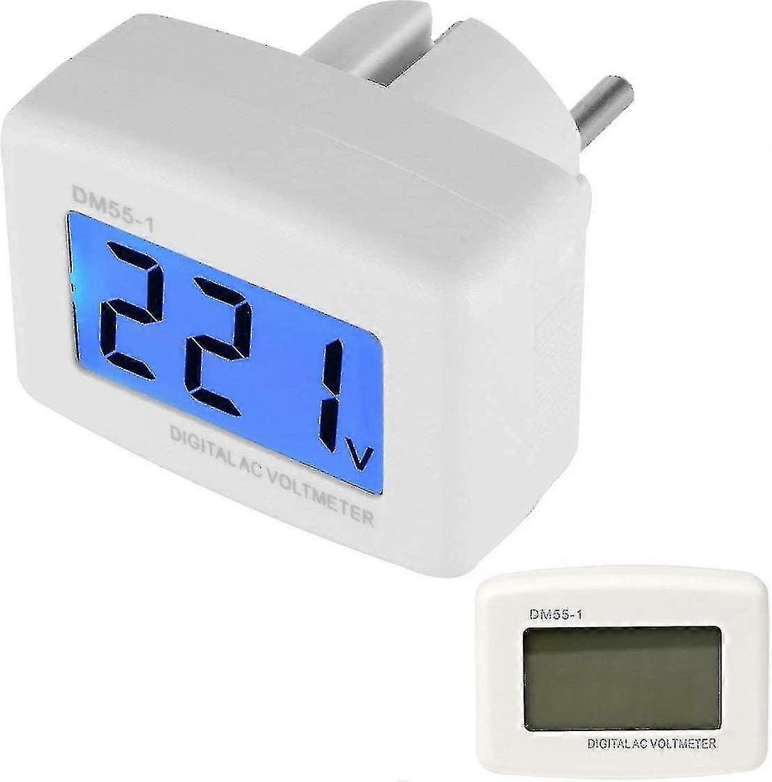 220v Blue Backlight Digital Lcd Voltmeter Panel Voltage Tester Eu Plug Dm55-1 Ac 80-300v