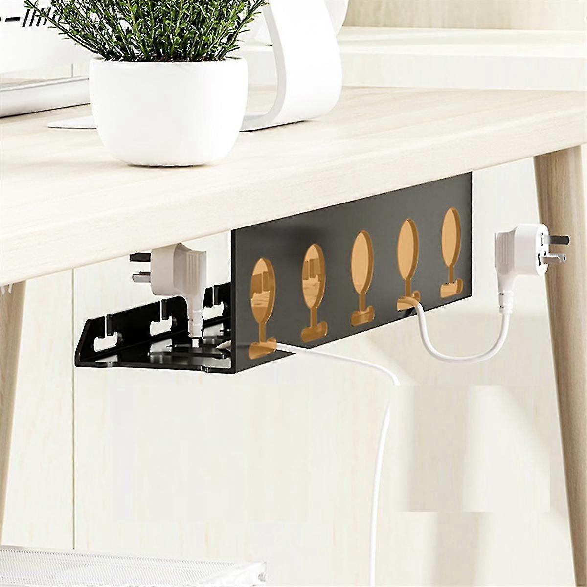 Ingen boring solid under skrivebordskabelhåndtering Metallkabelbrett under skrivebord med klemme grenuttak C