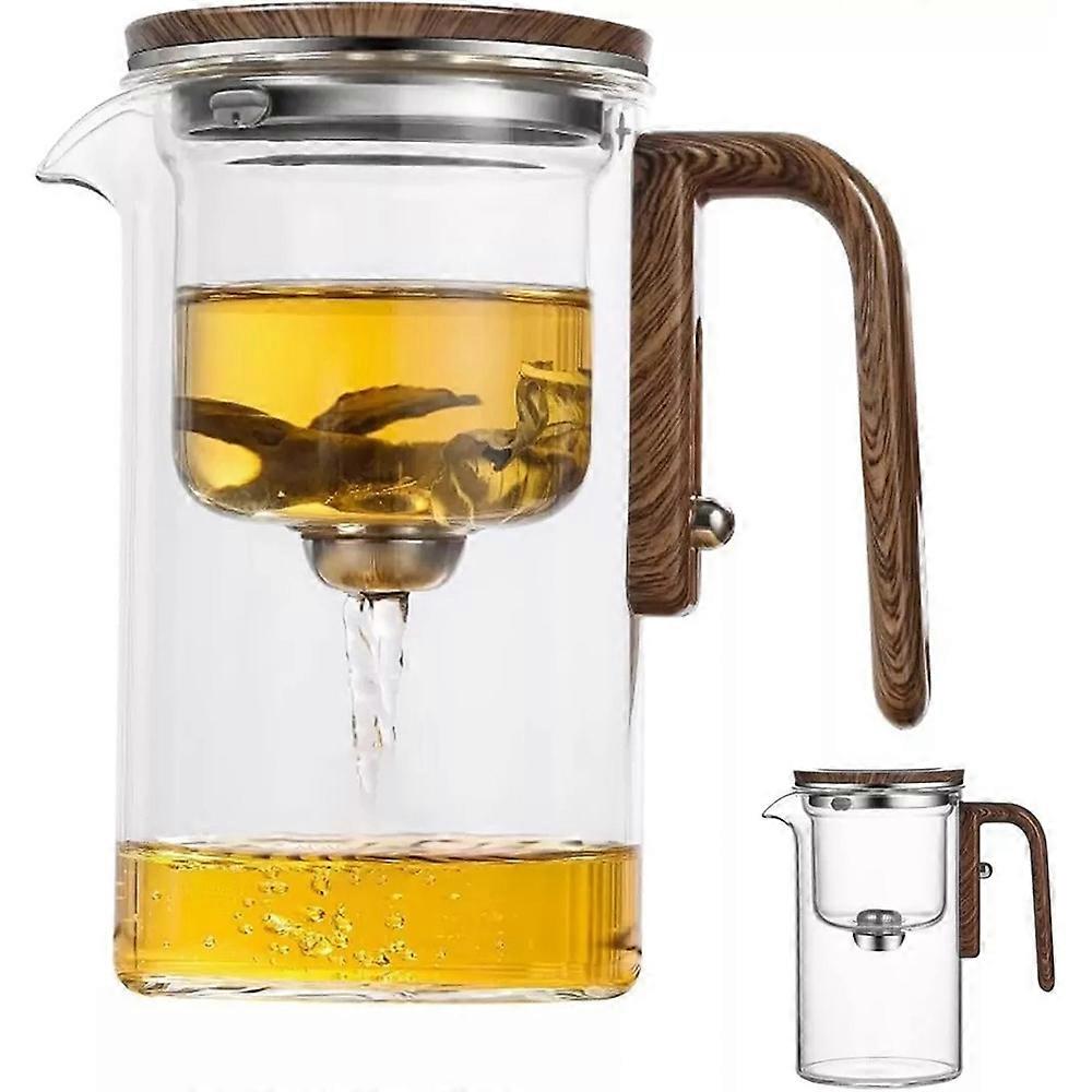 Water Separation Glass Teapot with Wooden Handle, Magical Teapot with Infuser