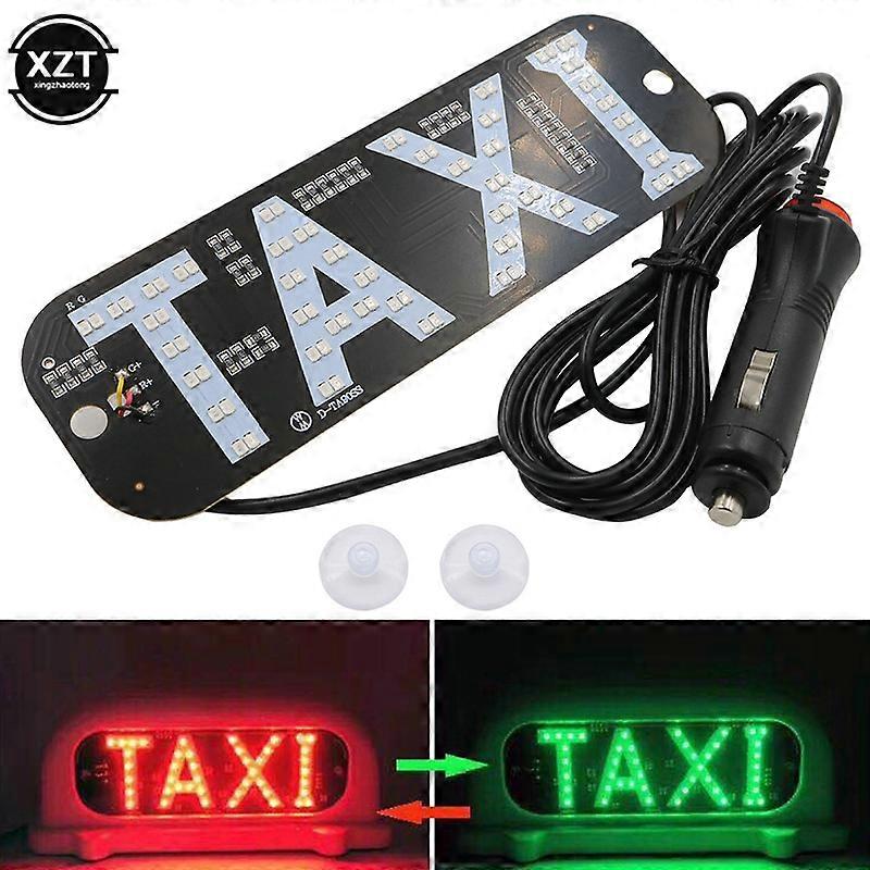Taxi Car LED Indicator Light Panel Sign Warning Light 2 ColorRed Green Cigarette Lighter with Suction Beacon Signal Taxi Light