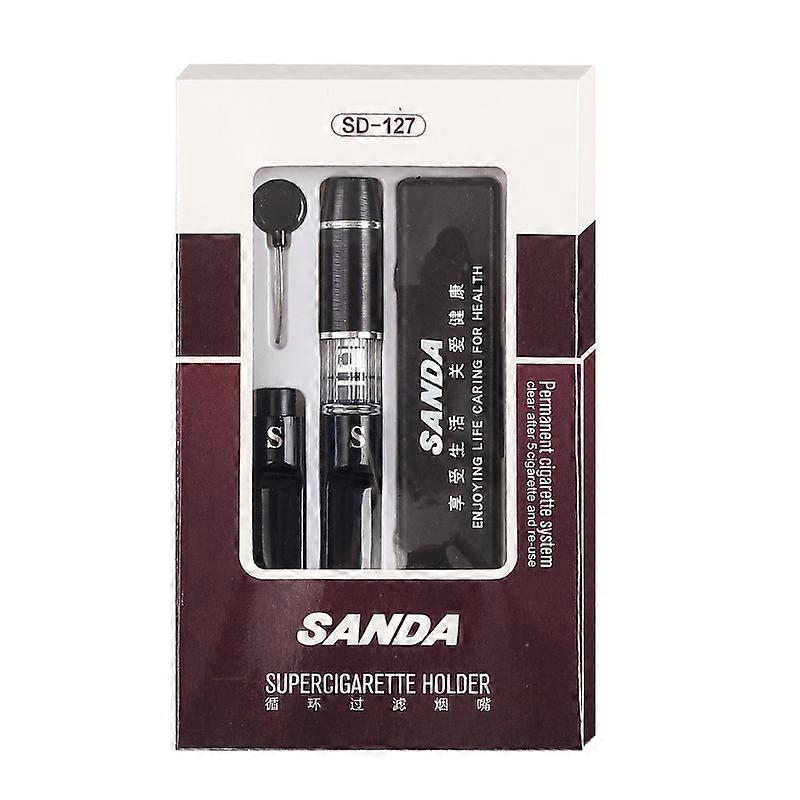 Cigarette Holder, Sanda Cigarette Holder Health Cigarette Holder Filter Washable Circulating Triple Filter Tip Men's Belt Portable Case Sd-127
