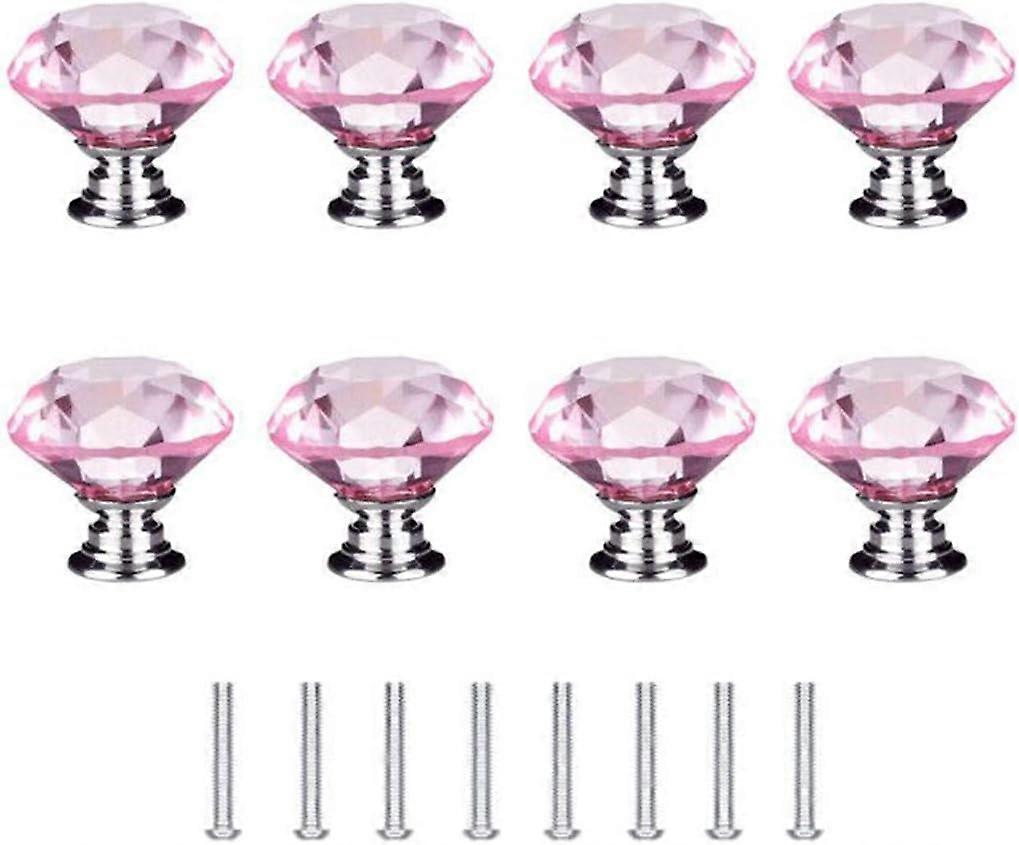 8pcs 30mm Diamond Door Knobs, Crystal Glass Diamond Door Knobs with Screws (Pi K[X