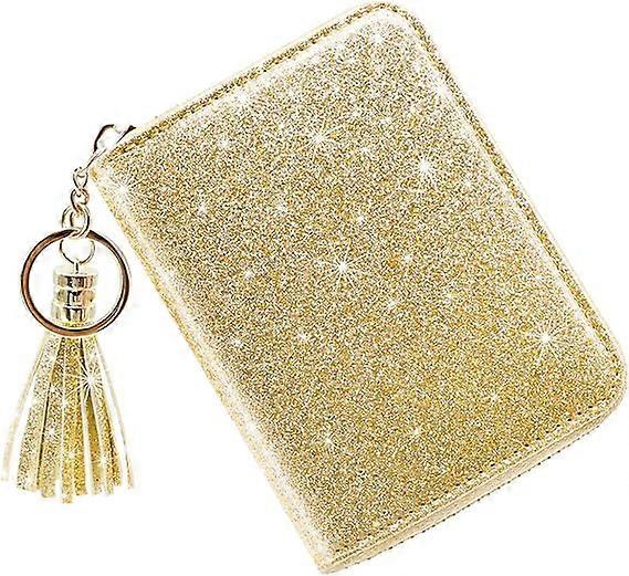 محفظة بطاقة ائتمان صغيرة للنساء بريق لطيف حامل بطاقة الائتمان محافظ للنساء ذهبية