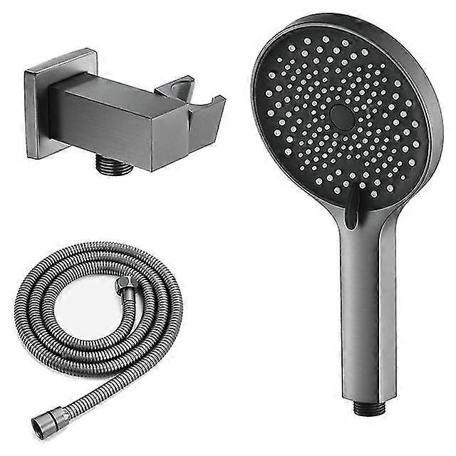 3 Function bathroom hand shower abs round gray portable shower head with copper base and 1.5m stainless steel hose