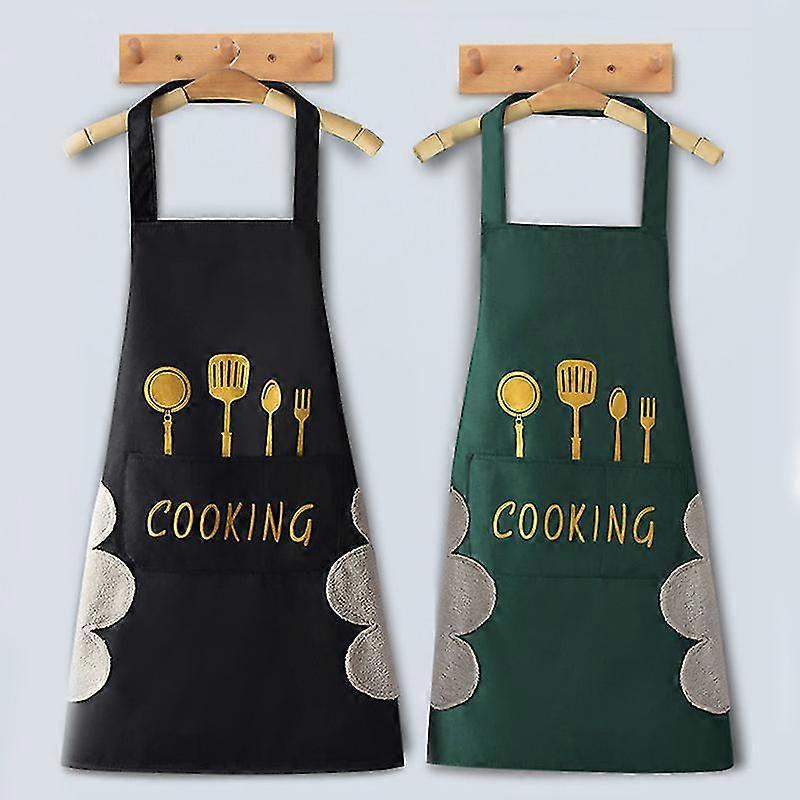 2 pack aprons, adjustable neck chef apron with 2 pockets kitchen cooking