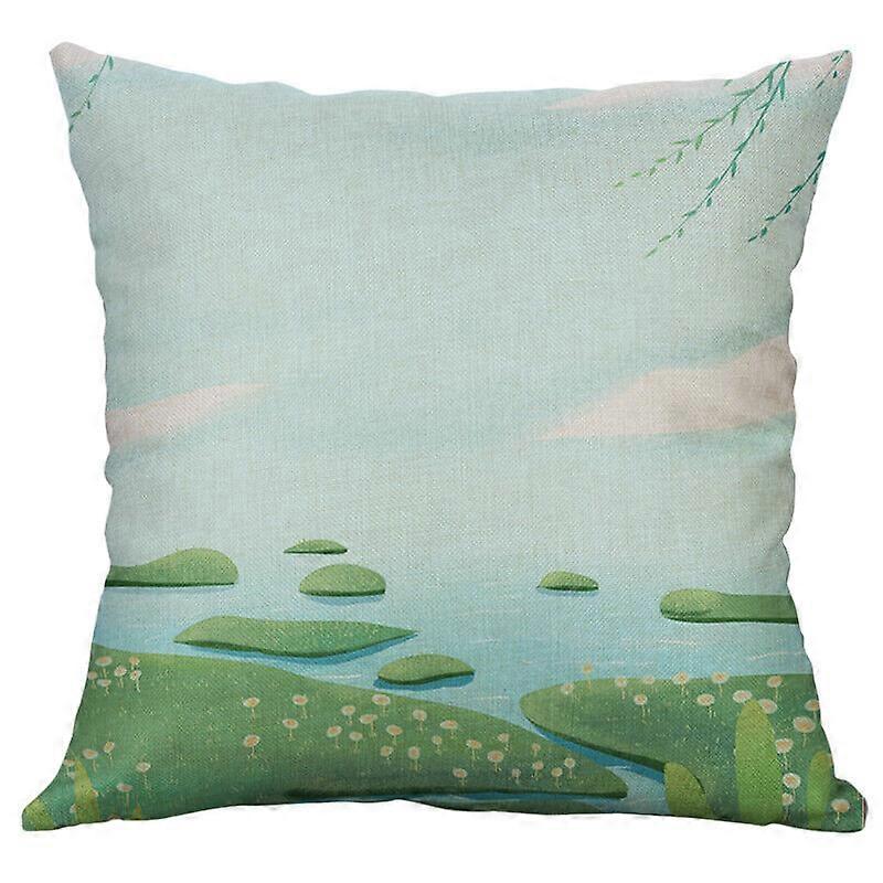 絶妙なコットンリネンプリント蓮春枕カバーホームデコレーションクッションカバーデザイン990jpjcjh