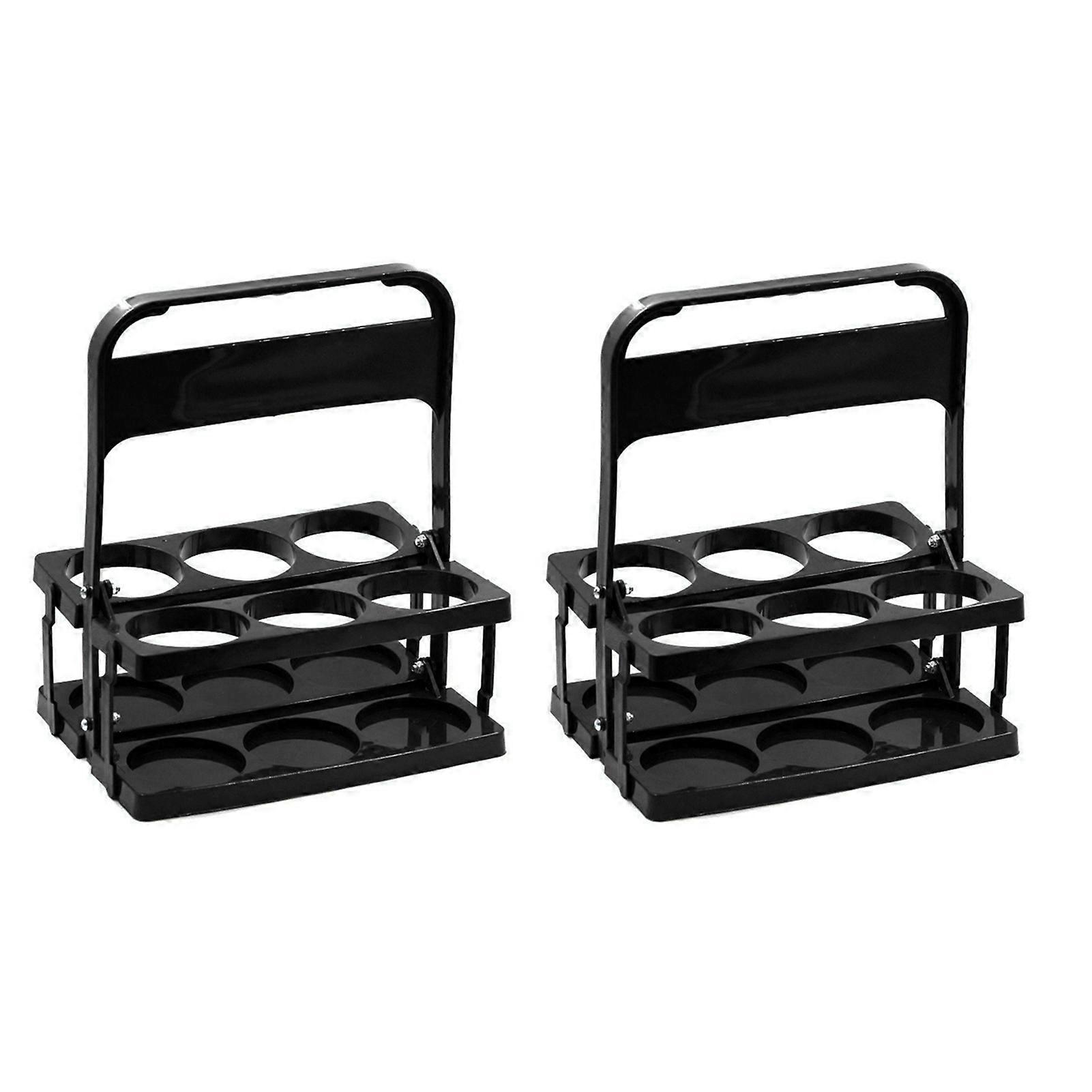 2Pcs Wine Bottle Racks Large Capacity 6-holes Reusable Beer Bottle Carrier with Handle Cup Holder Stand