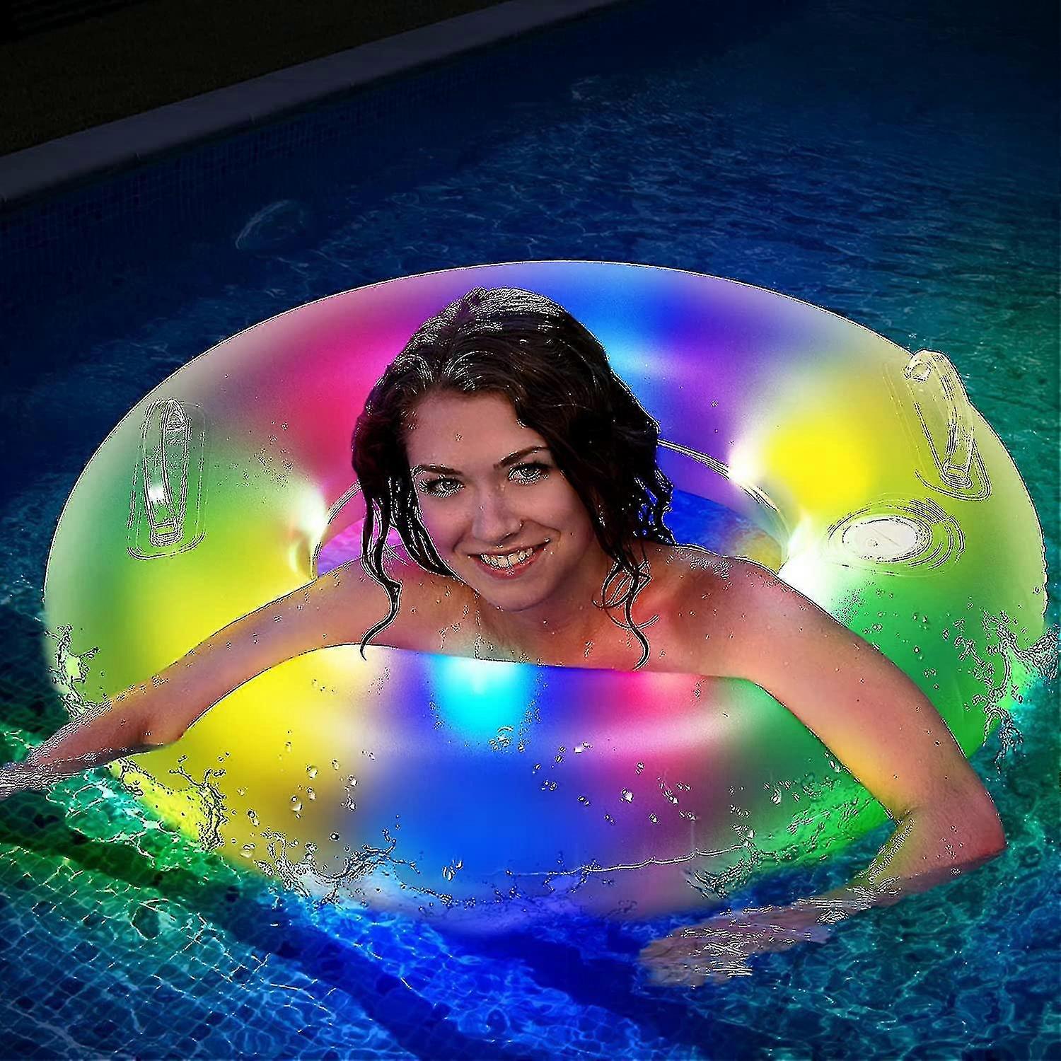 Inflatable Pool Floats, Pool Floats Adult, Pool Floaties Kids With Led Lights, Led Pool Floaties