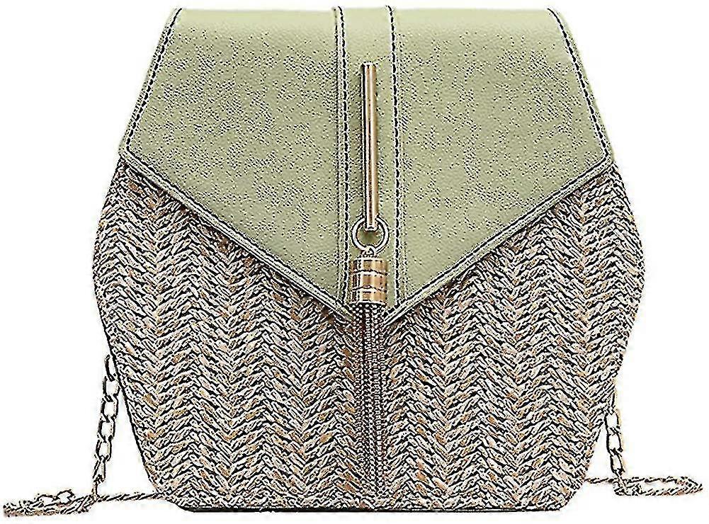 Straw Crossbody Bag - Women's Weave Shoulder Bag For Summer Beach (color: Beige)