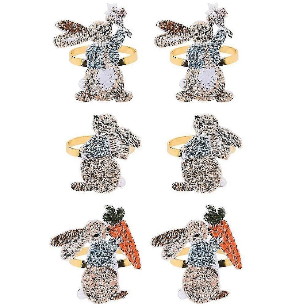 6 Pieces Rabbit Metal Napkin Holders For Easter Home Kitchen Decor