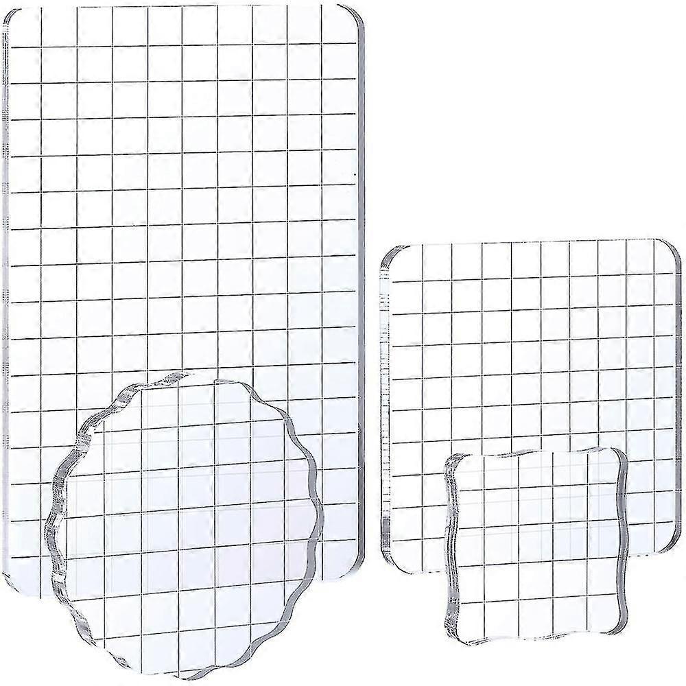 4 Pack Large Acrylic Stamp Block Clear Stamping Tools Set