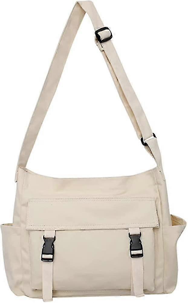 Canvas Messenger Bag Large Crossbody Bag With Multiple Pockets Canvas Shoulder Tote Bag For Women And Men A