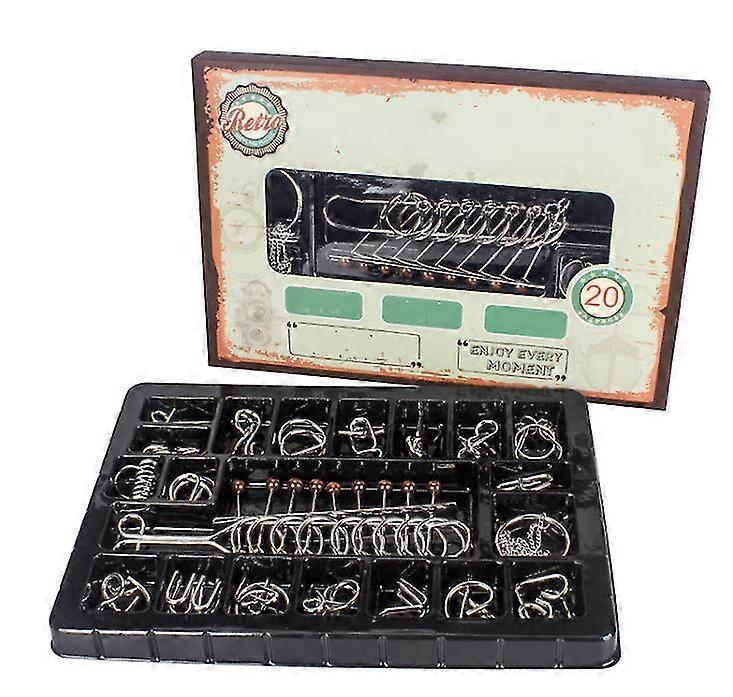 20pcs Iron Link Unlocking Interlocking Puzzle Game Chinese Ring Magic Trick Toy Set