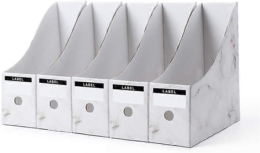 5 Pack Magazine Rack, File Magazine Rack Box for Storage Organizer File A4 Paper Magazine Book (White)