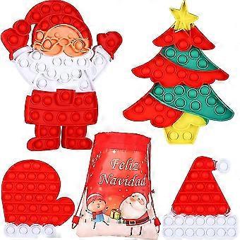 4pcschristmas Pop Toy Pack, Big Size Fidget Pop Bubble Santa Claus Toychristmas Treetoy, Autism Stress Reliever Silikone X-mas Hat Squeeze Pop Legetøj, Pu