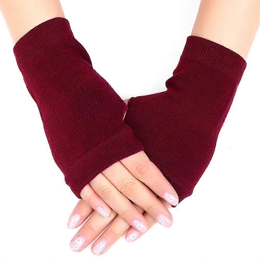 Women Fingerless Wrist Hand Warmer Gloves Soft Stretch Knitted Mittens