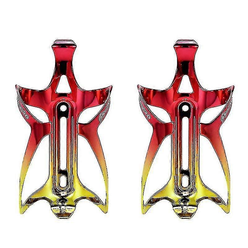 Bicycle Water Bottle Cage Aluminum Colorful Hollow Electroplating( Color : Red Gold )