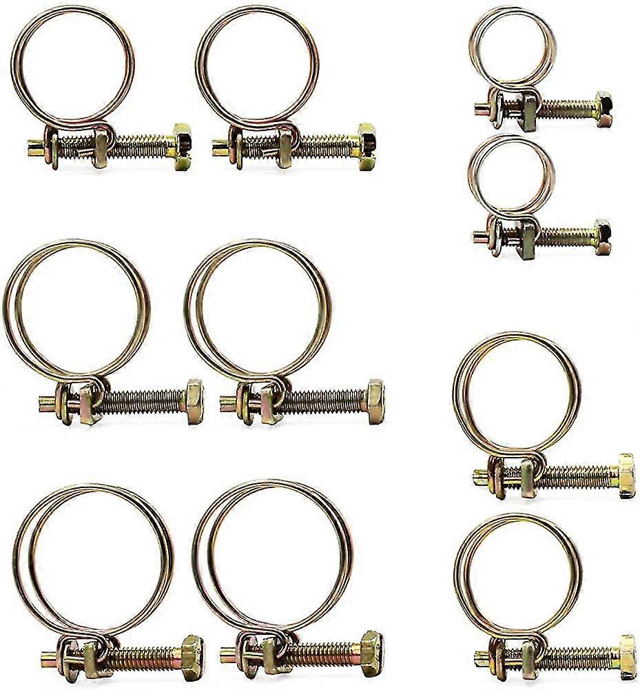 50pcs Adjustable Double Thread Hose Clips Clamp 5size Steel Wire Tube Hose Clamp