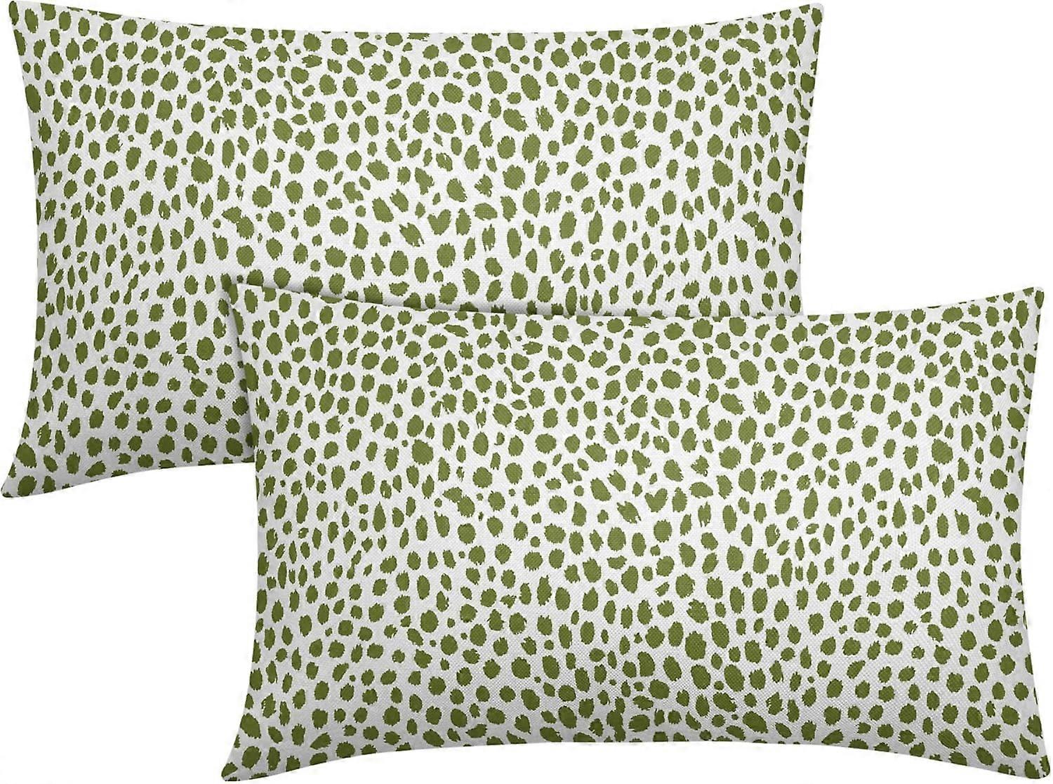 ライムグリーンクリームランバー枕カバー12x20インチ自由奔放に生きるデザインポルカドットスロー枕カバー2つのモダンなブラシストロークプリント枕カバーコットンリン