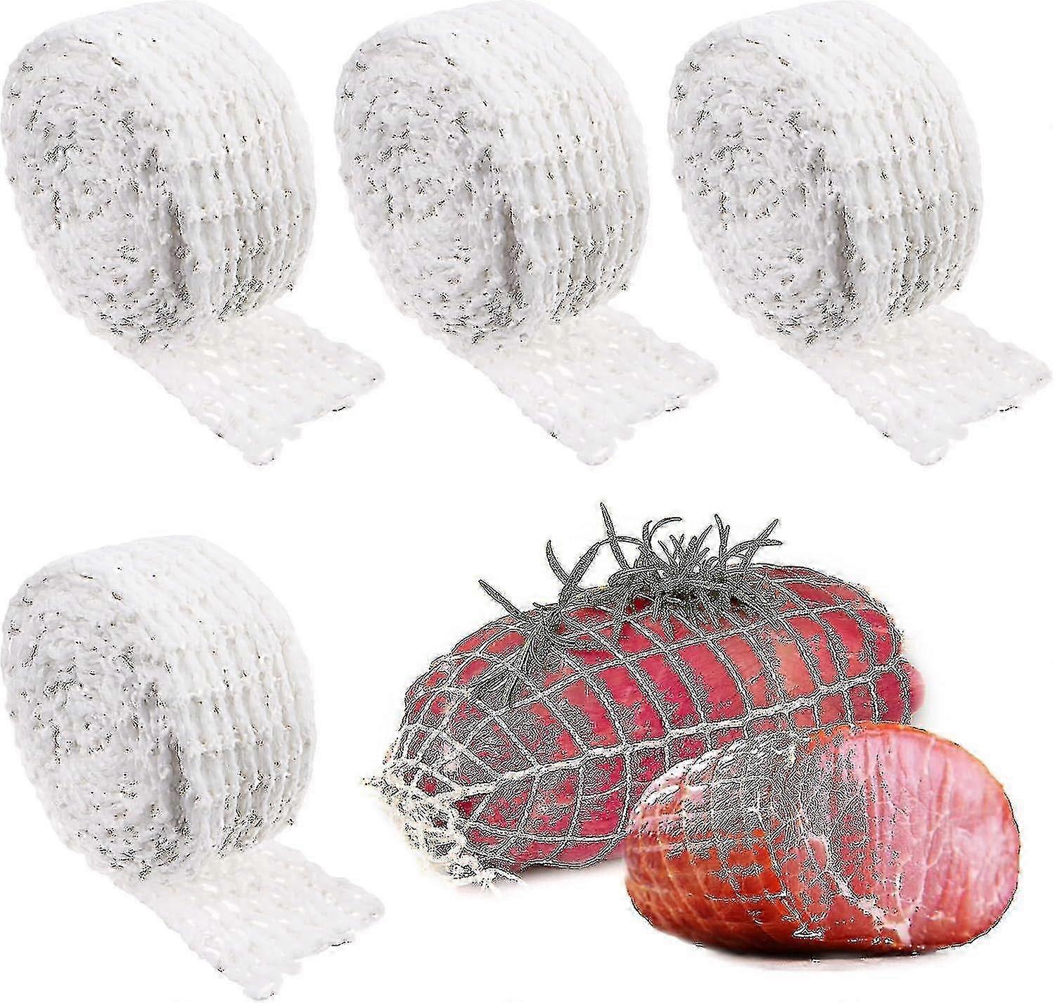 4pcs Meat Netting Roll, Size 16, Elastic Smoked Meat Poultry Ham Netting Meat Butcher Twine Net Roll Wrapping Net Beef Netting Roll