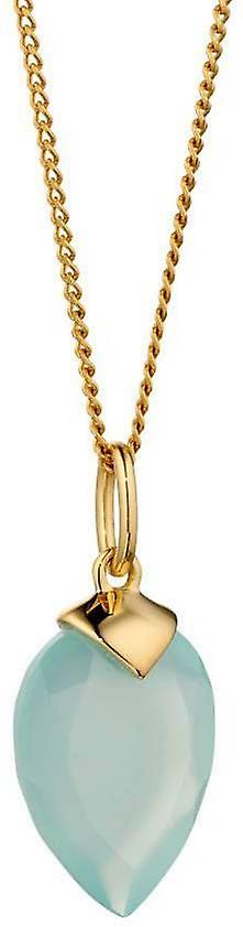 Beginnings March Birthstone Chalcedony Quartz Pendant - Yellow Gold/Aqua Blue